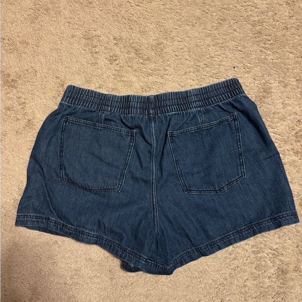 Universal Thread Women's High Rise Drawstring Denim Beach Shorts - Dark Wash - Picture 2 of 3